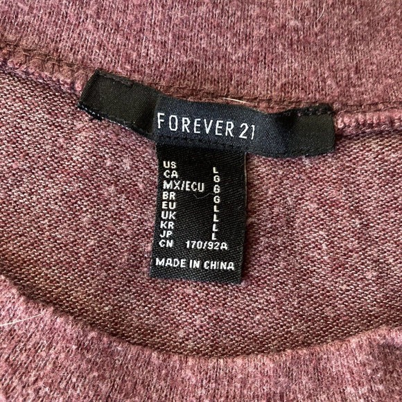 Forever 21 Sweater Womens Sz Large Red Knit Long Sleeve Top Classic Crew Neck - Picture 2 of 8